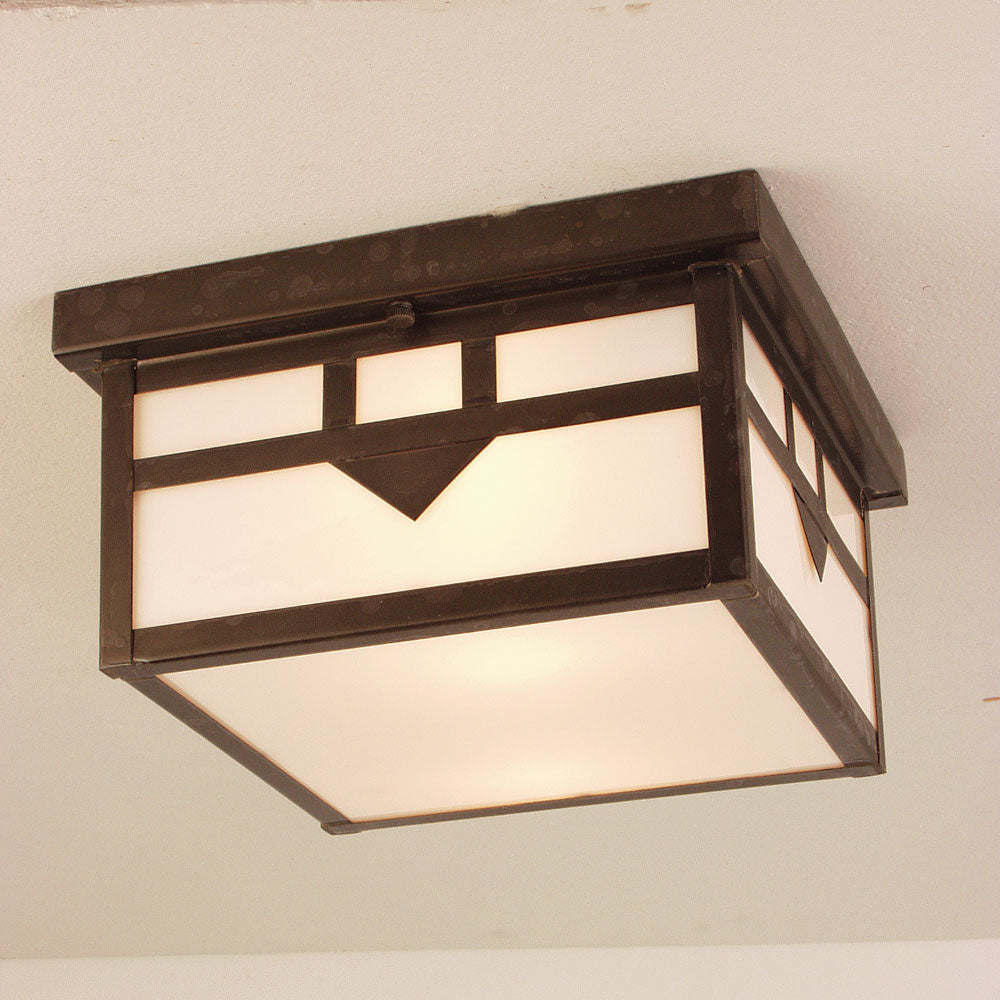 M5A - Mission Arts & Crafts Fixtures Series - Ceiling Flush Mount Copper Lantern